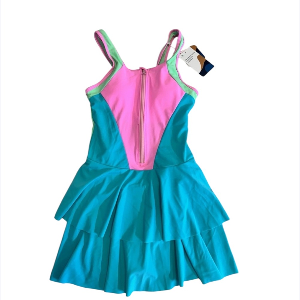 NEW UNIQUEBELLA Women's Colorblock Quick Dry One Piece Swimsuit Size‎ S